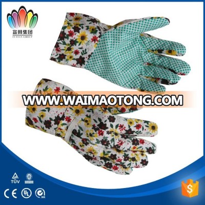 FT SAFETY Floral Print 100%Cotton Garden Working Gloves With PVC Dots